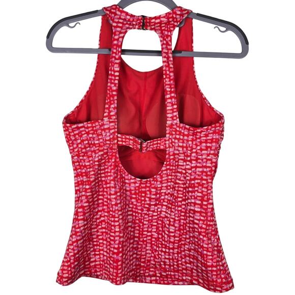 Athleta Orange White Squares Summer Swim Vacation Tankini 34 B/C - Picture 2 of 4